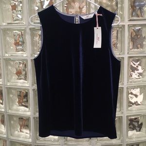 NEW NWT Vineyard Vines Navy Knit Velvet Shell Top